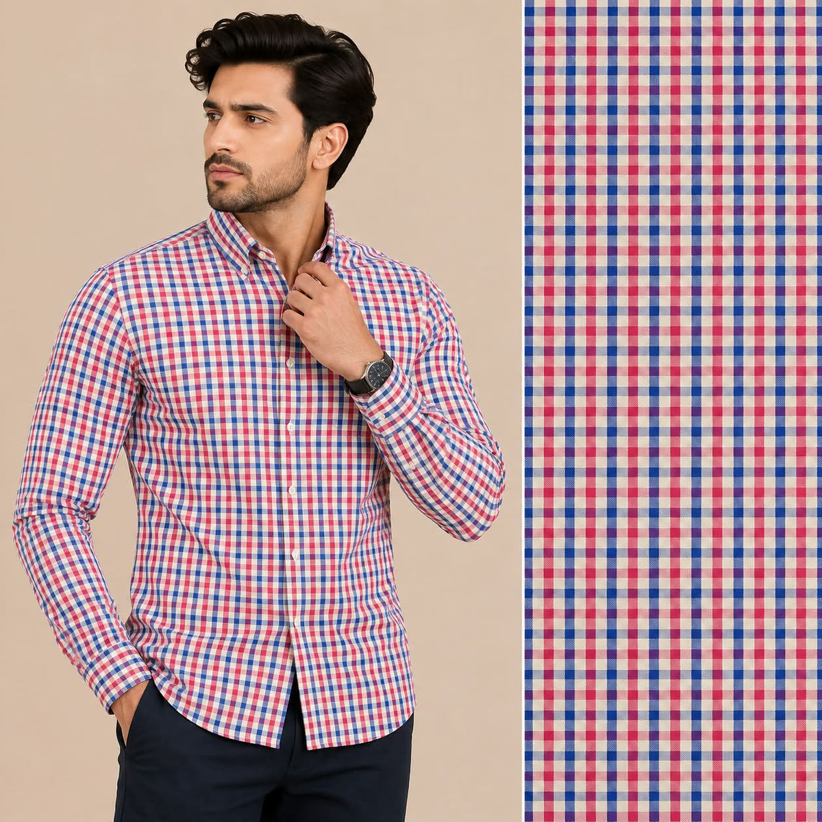 Ashkan Ocean Gingham Formal Shirt