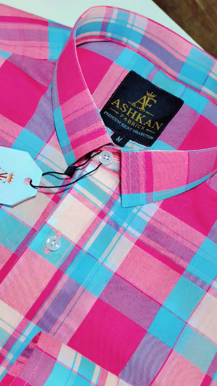 Ashkan Royal Pink Breeze Check Shirt