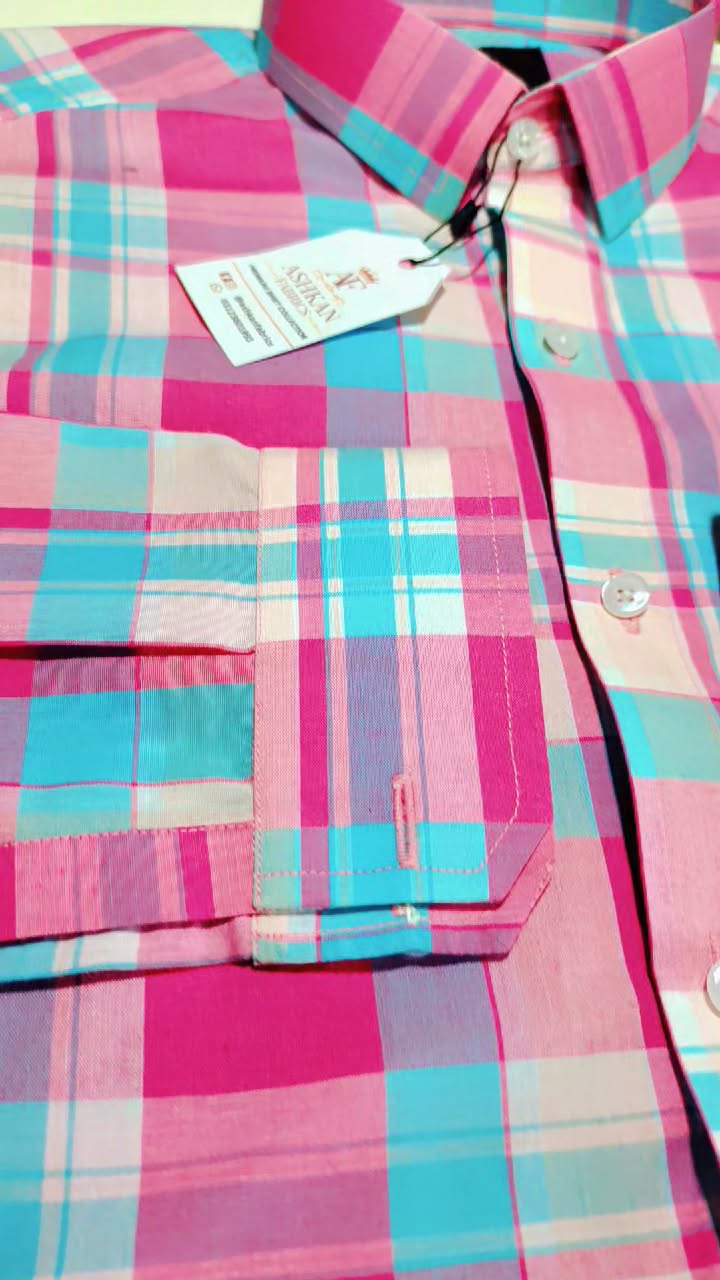 Ashkan Royal Pink Breeze Check Shirt