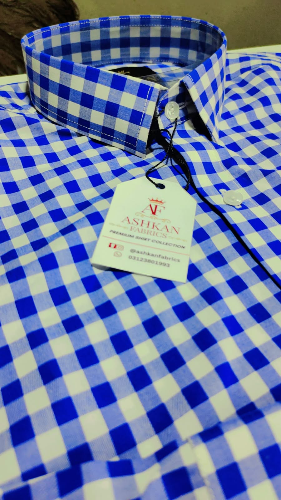 Ashkan Royal Gingham Blue Shirt