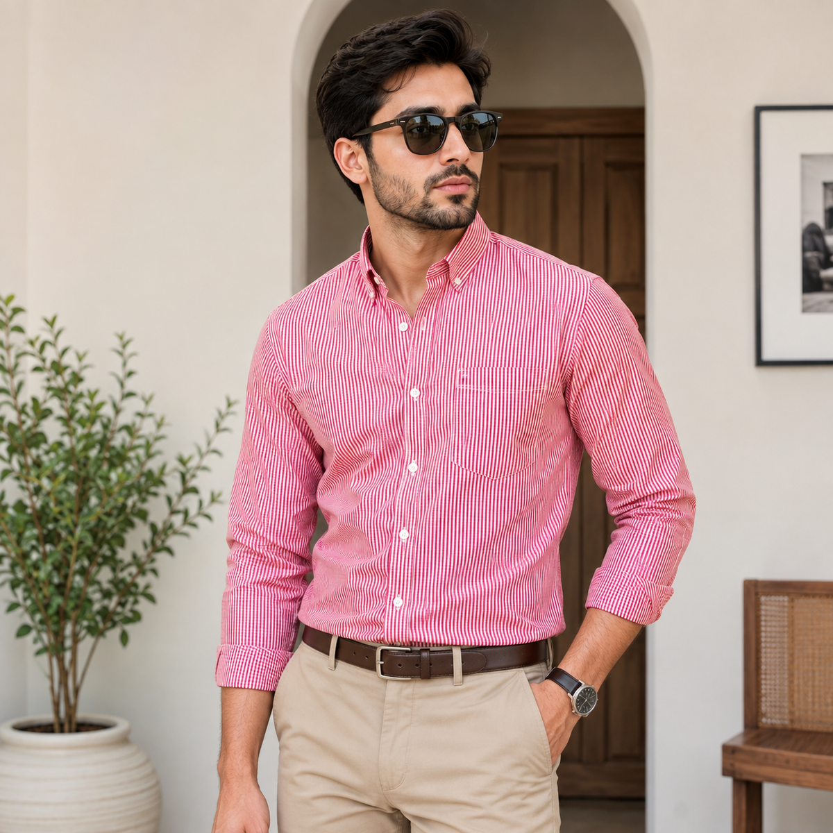 Ashkan Red & White Check Shirt
