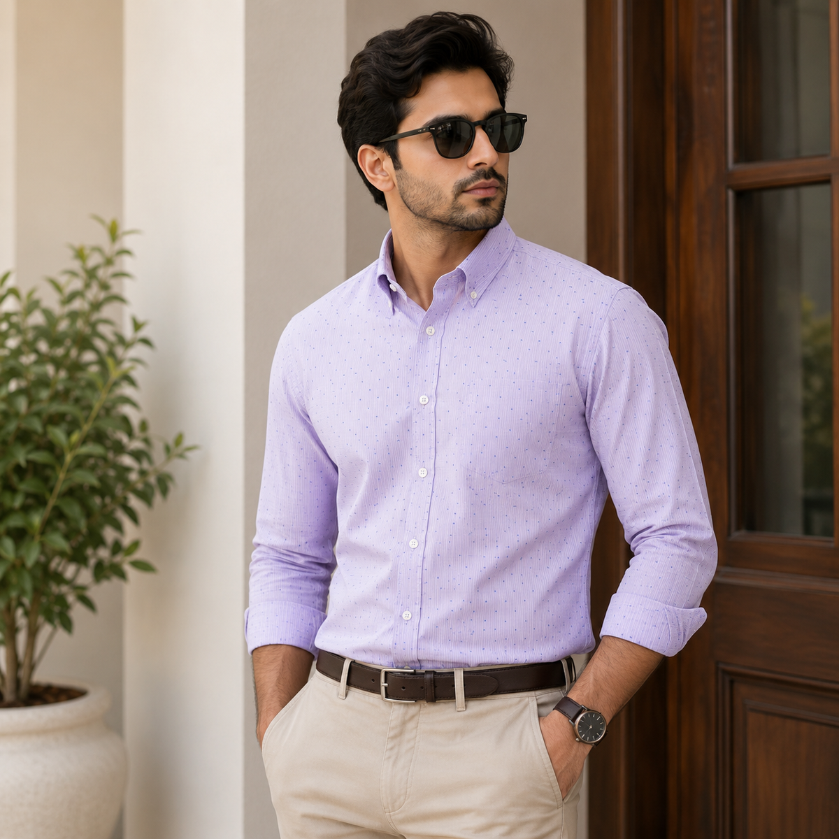 Ashkan Elegant Lavender Dobby Shirt