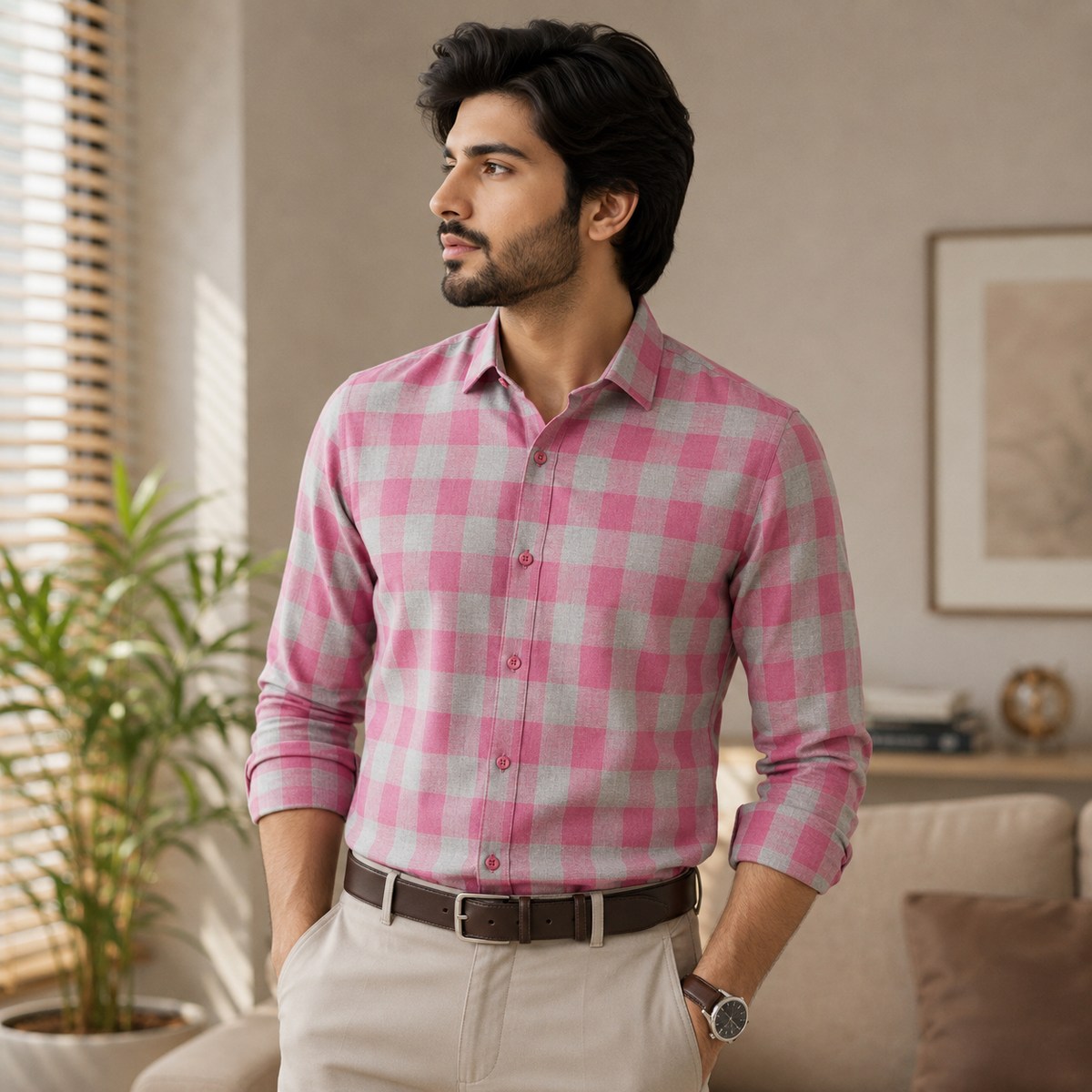 Ashkan Berry Breeze Check Shirt