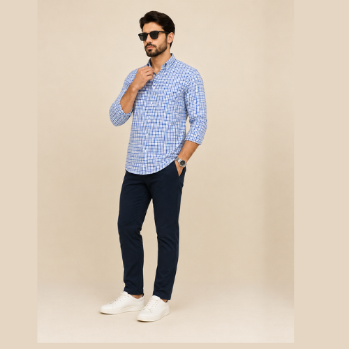 Ashkan Ocean Gingham Formal Shirt
