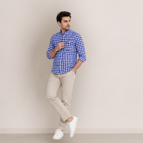 Ashkan Royal Gingham Blue Shirt